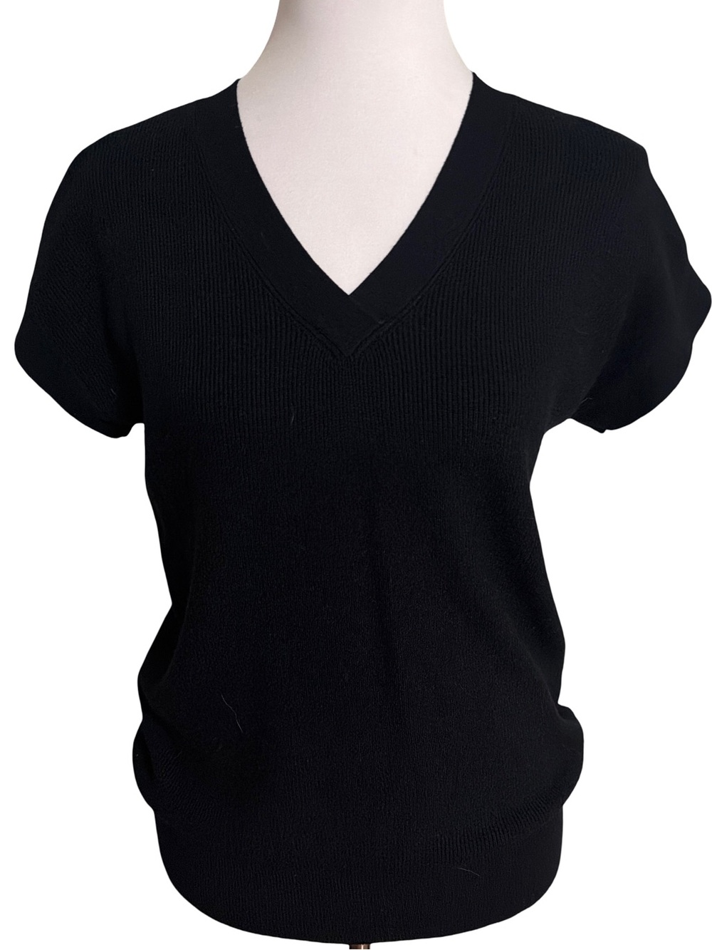 Villa Milano Black V-Neck Short Sleeve Top
